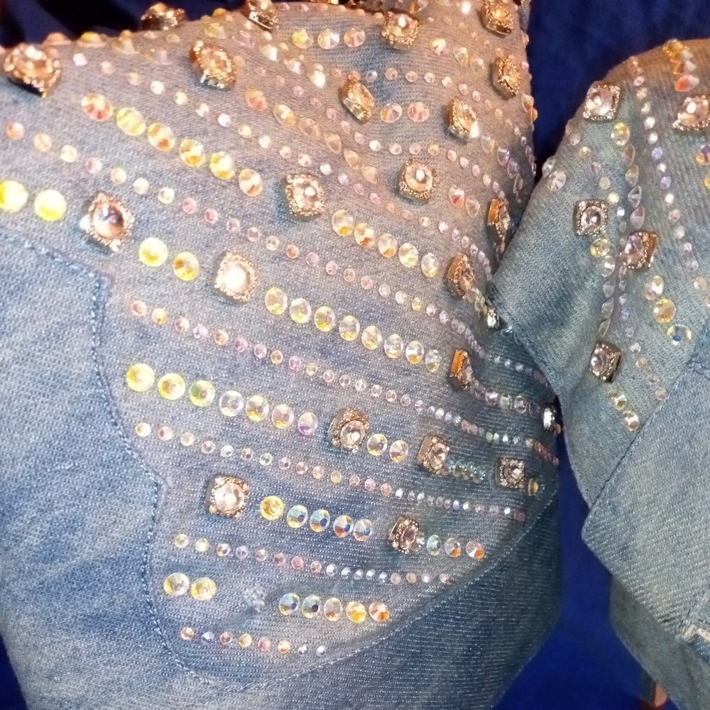 AZALEA WANG PLAYING TO WIN RHINESTONE STUDDED DENIM STILETTO BOOTIE ( BRAND NEW - Picture 2 of 13